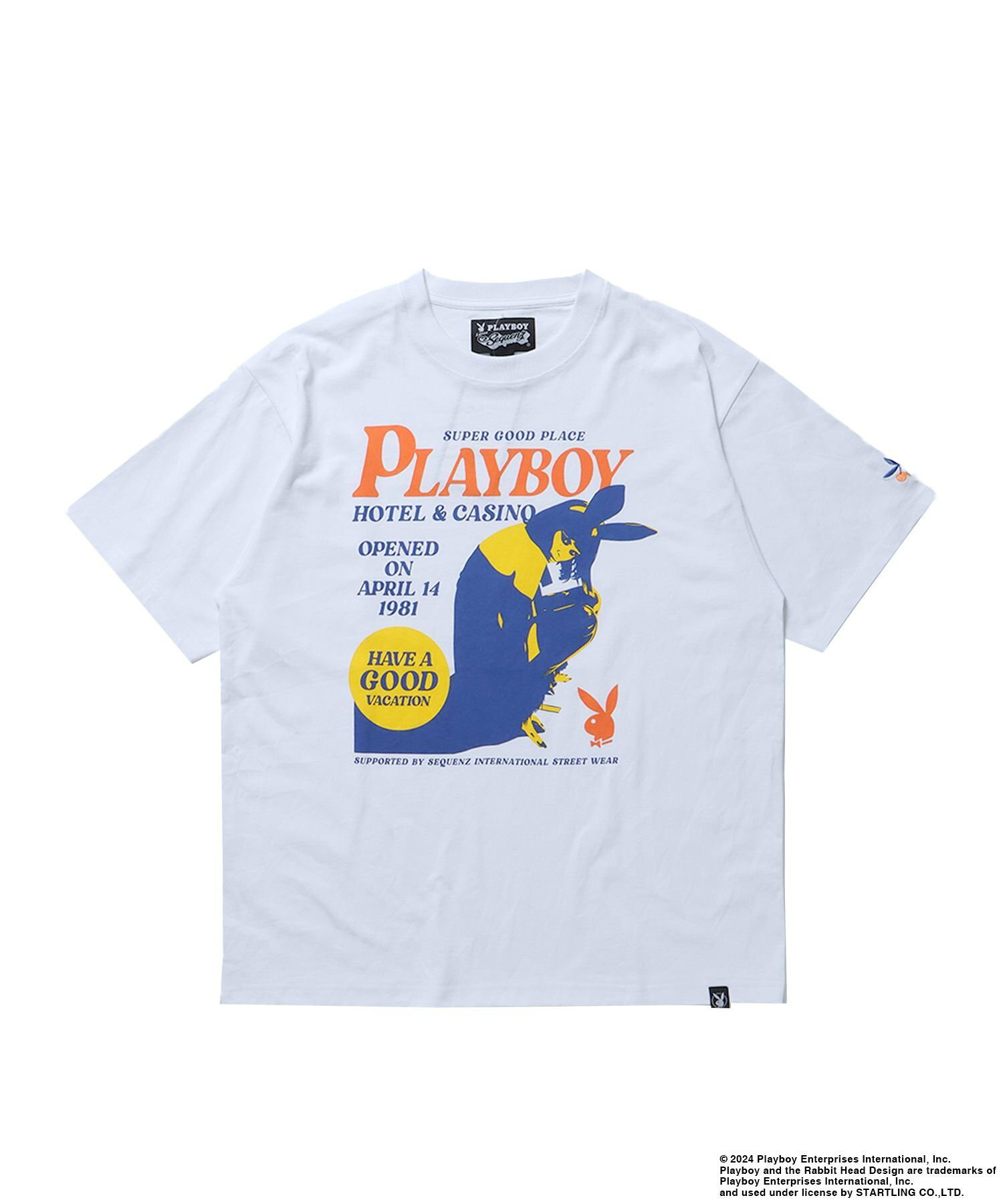 【SEQUENZ】PBHC FLYER S/S TEE / プレイボーイ 半袖Tシャツ バックプリント 刺繍 ブランドロゴ バニー ガール